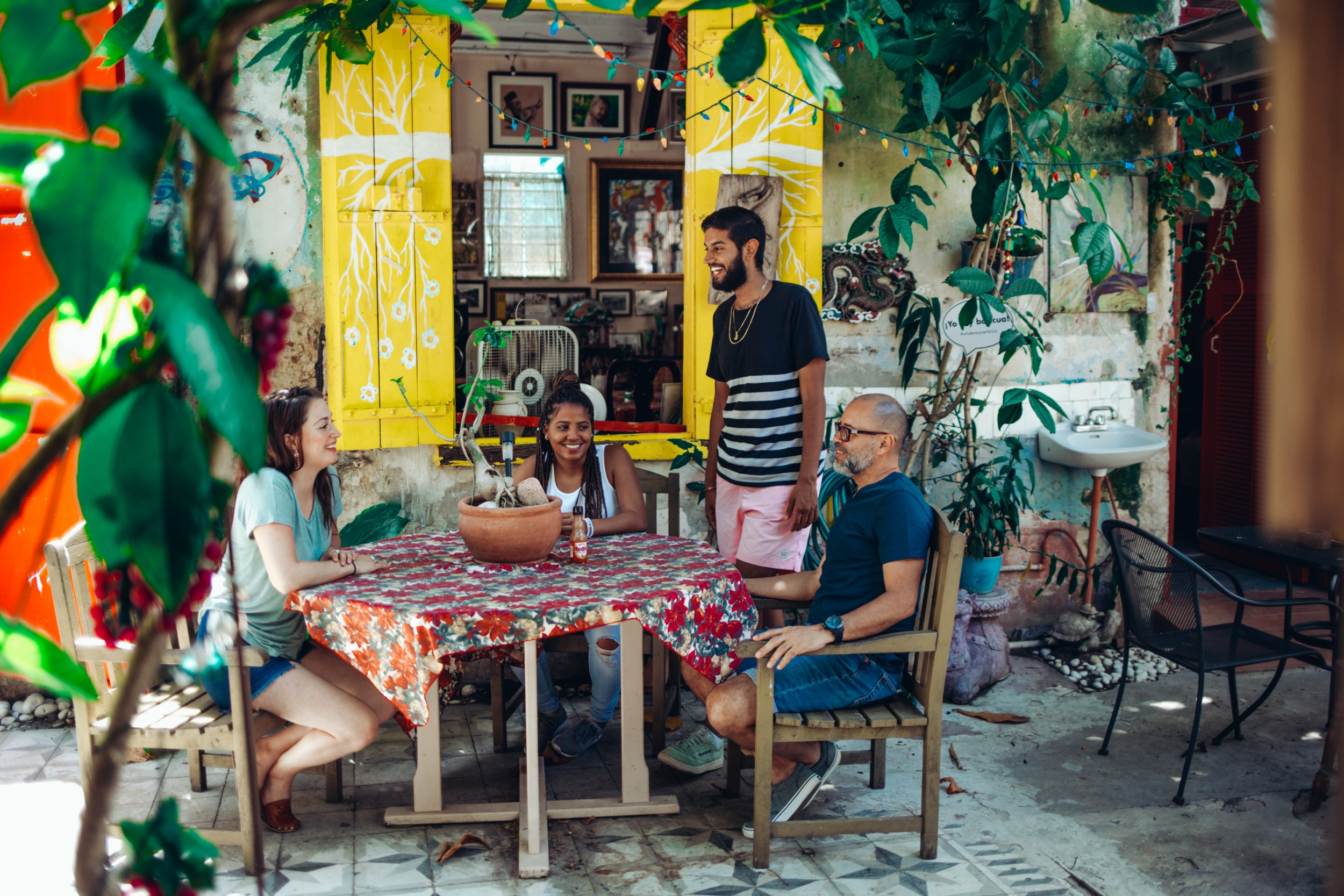 People eating at a table.