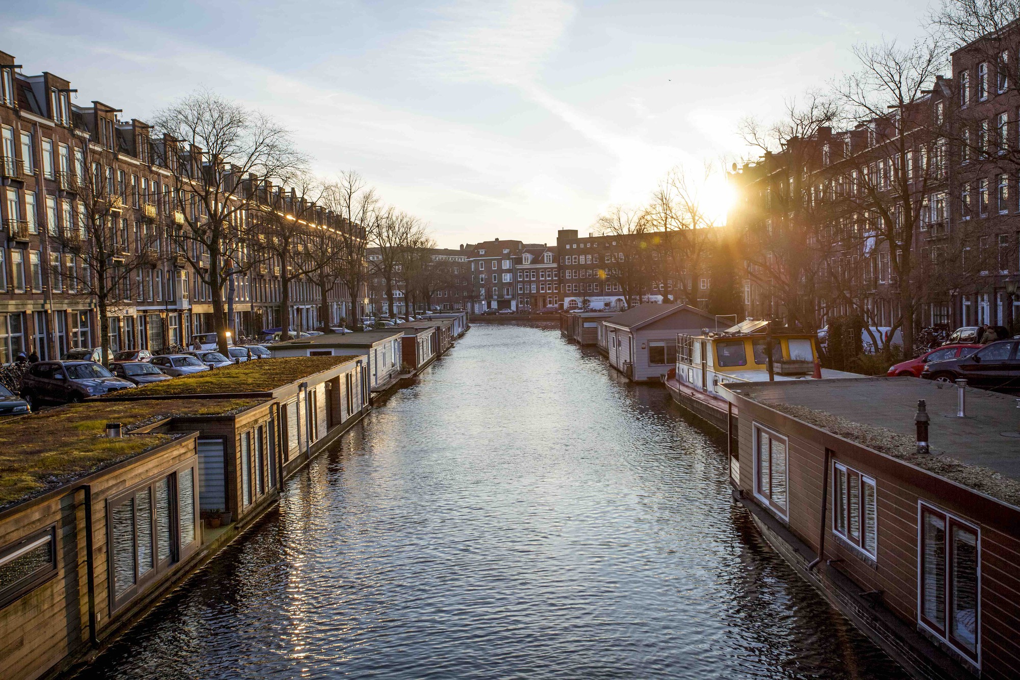 Canal in Oud West in Amsterdam
