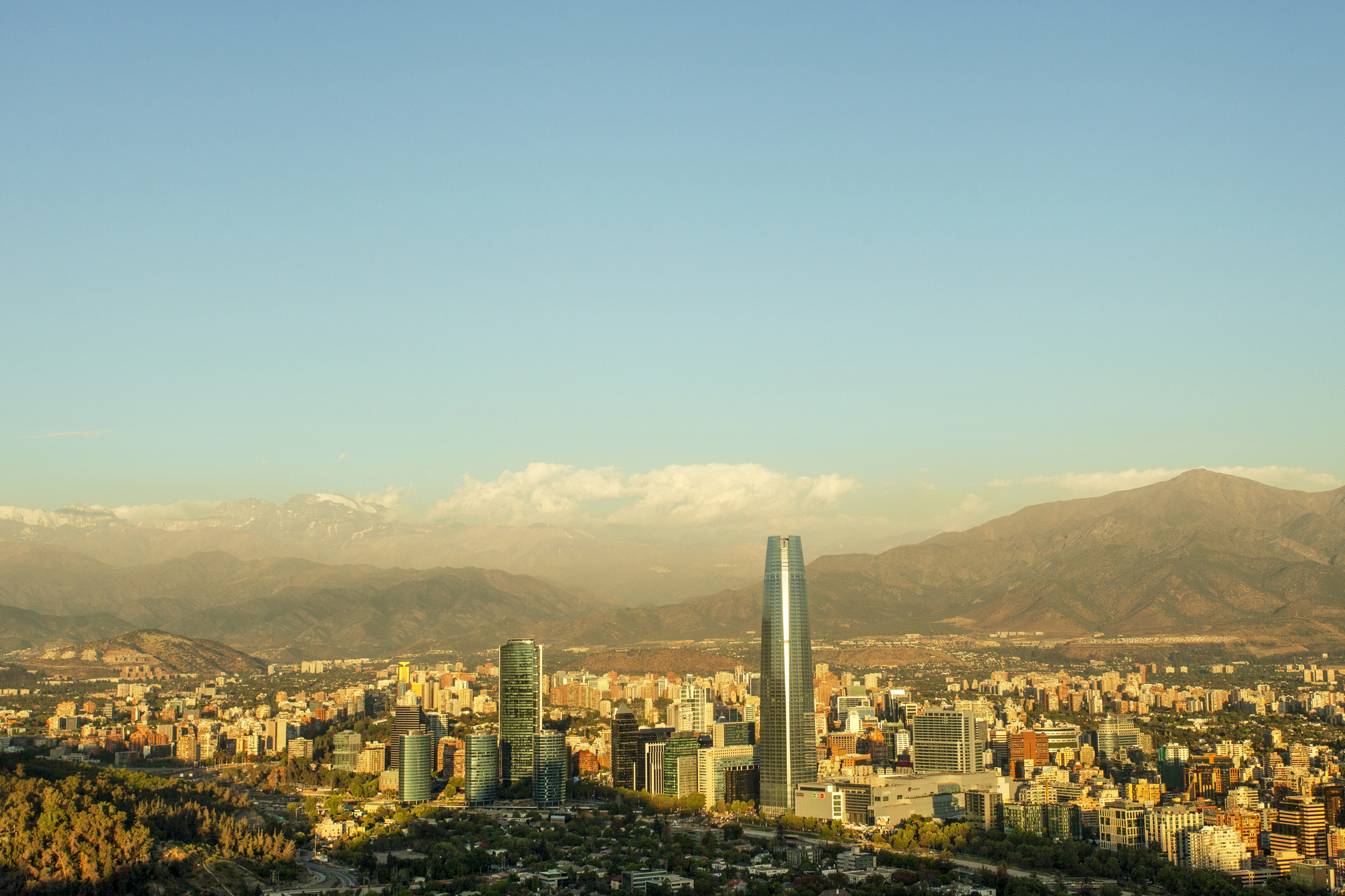 Santiago, Chile skyline with a view of the Andes