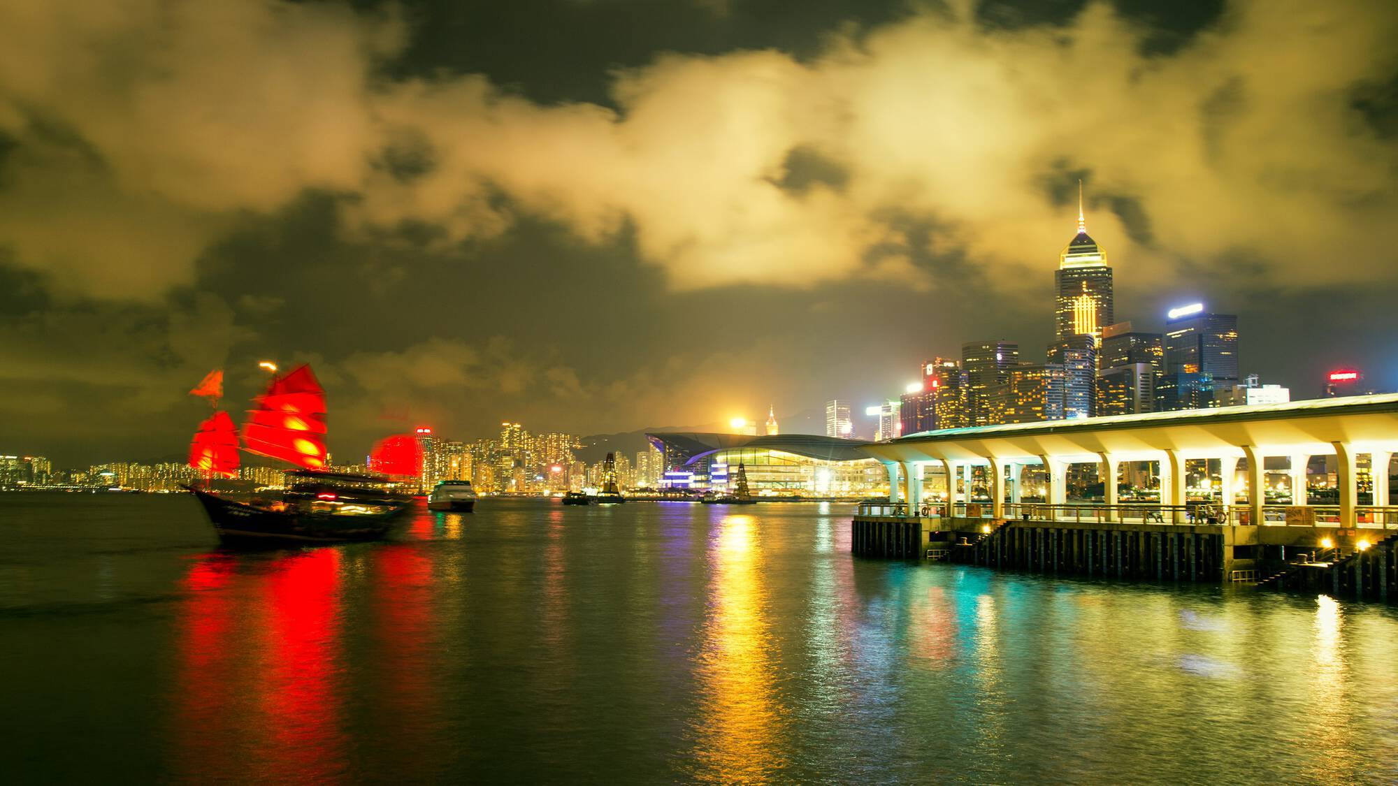Hong Kong Kowloon Bay at night