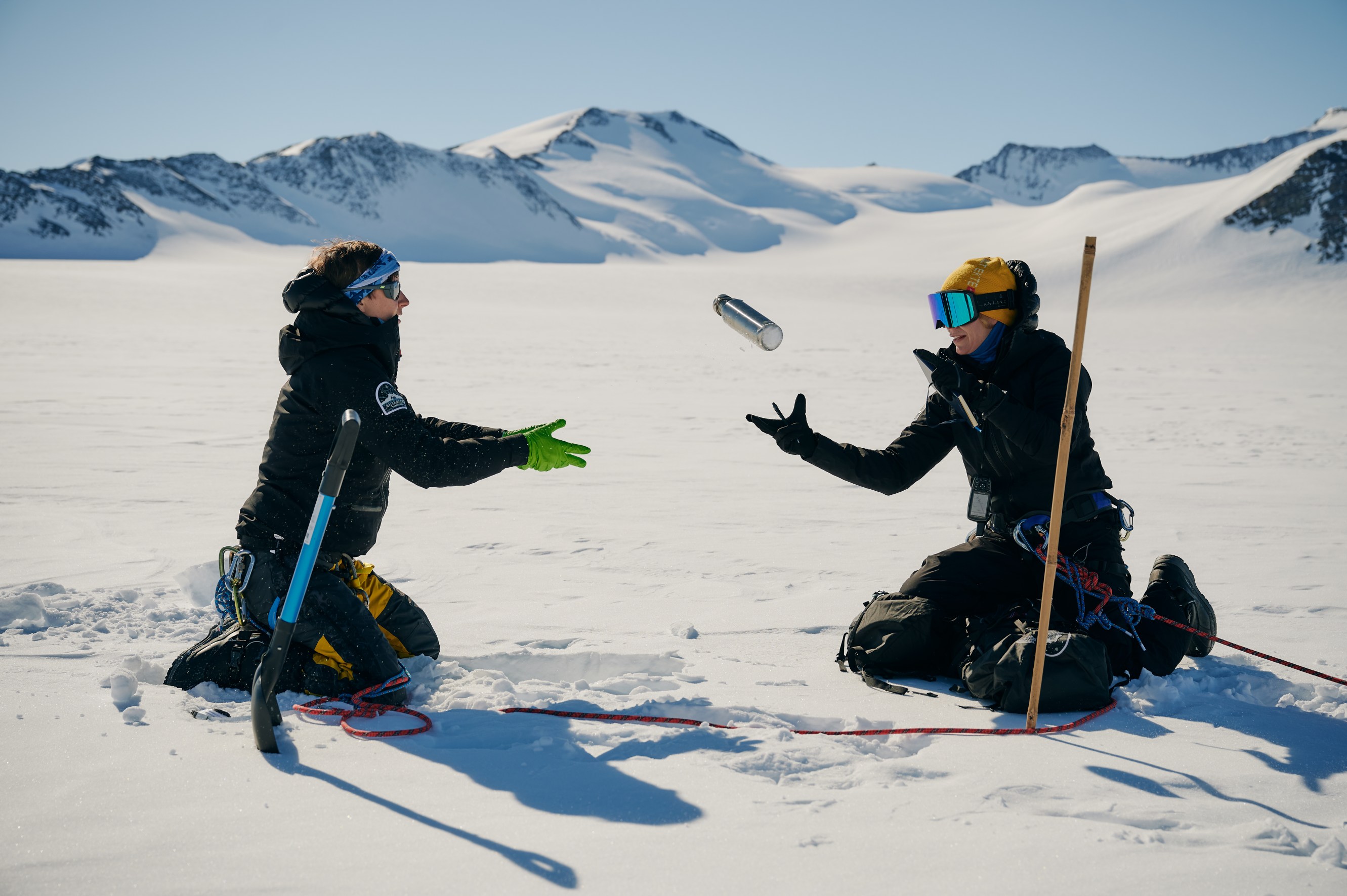 Expeditioners spent field days where snow samples were being collected in remote areas