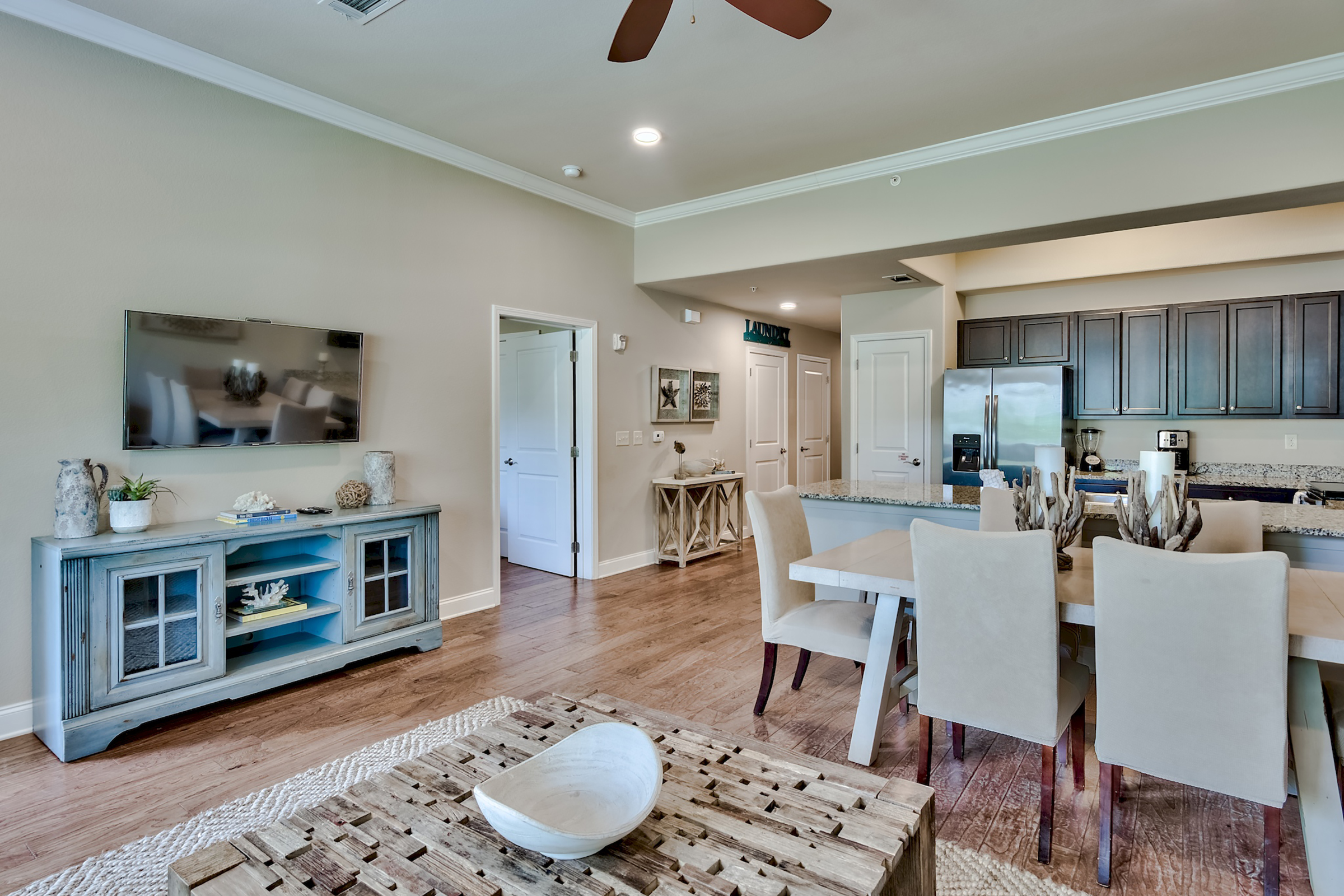 Living room view of the Beach Access apartment stay in Miramar Beach, Florida