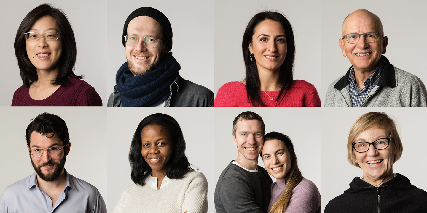 Photo portrait of nine faces.