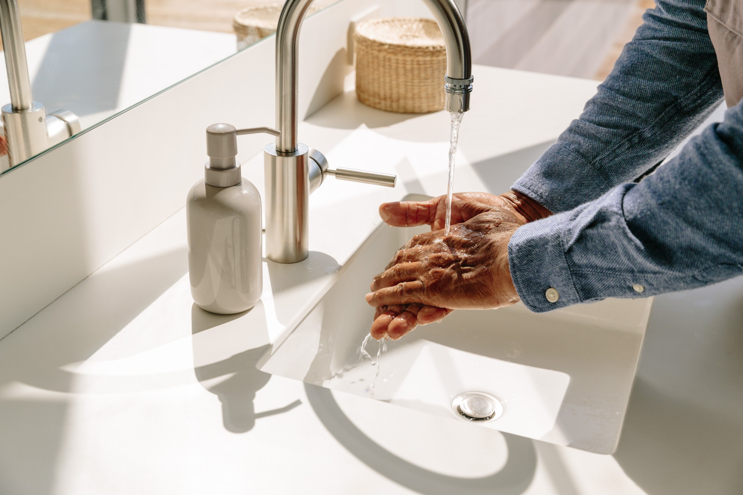 Person cleaning hands