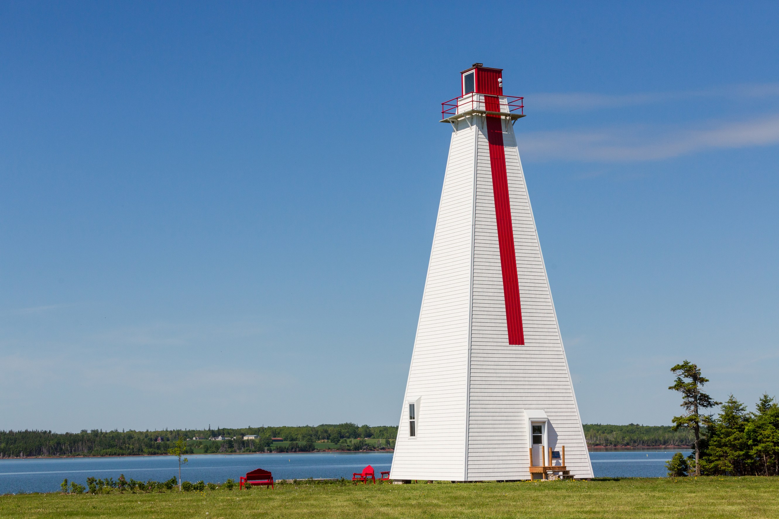 A red and white lighthouse in PEI