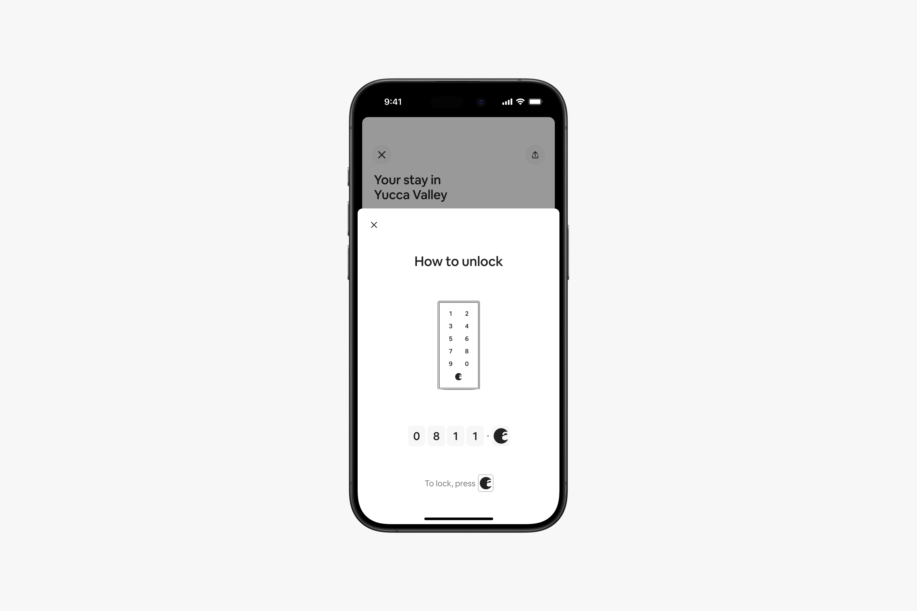 Phone screen displaying how to unlock an August smart lock.