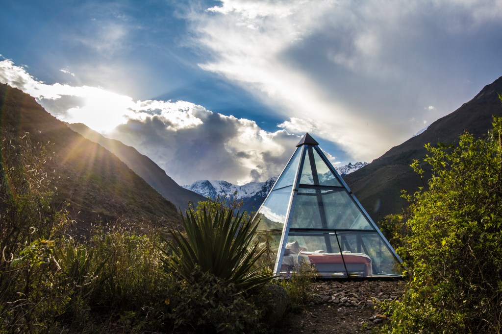 Glass pyramid in the middle of the mountains of Peru