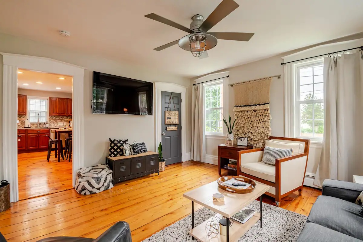 Living room with wooden floors