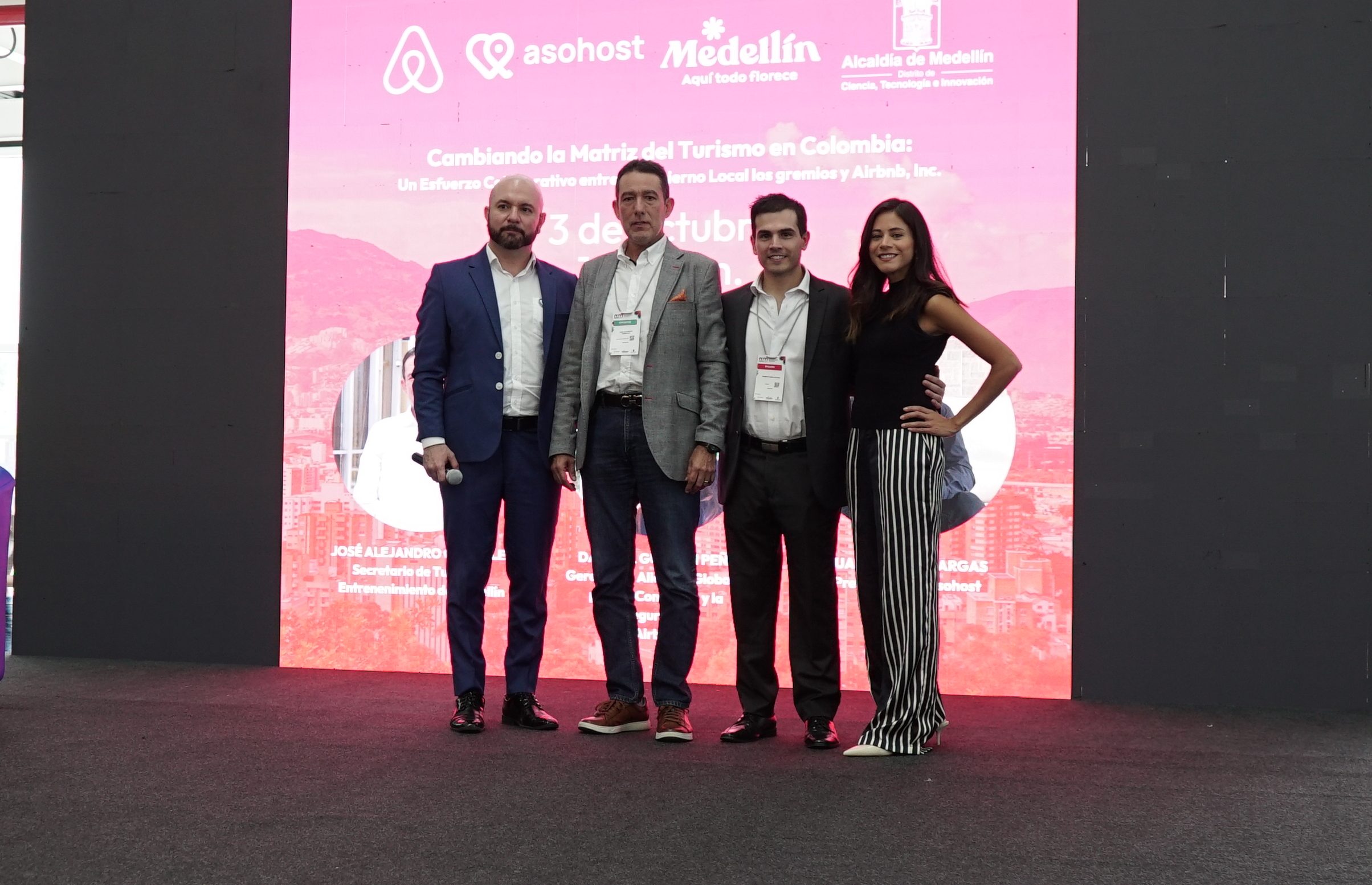 Airbnb representative together with Asohost president and representatives of the Government of Medellin, Colombia