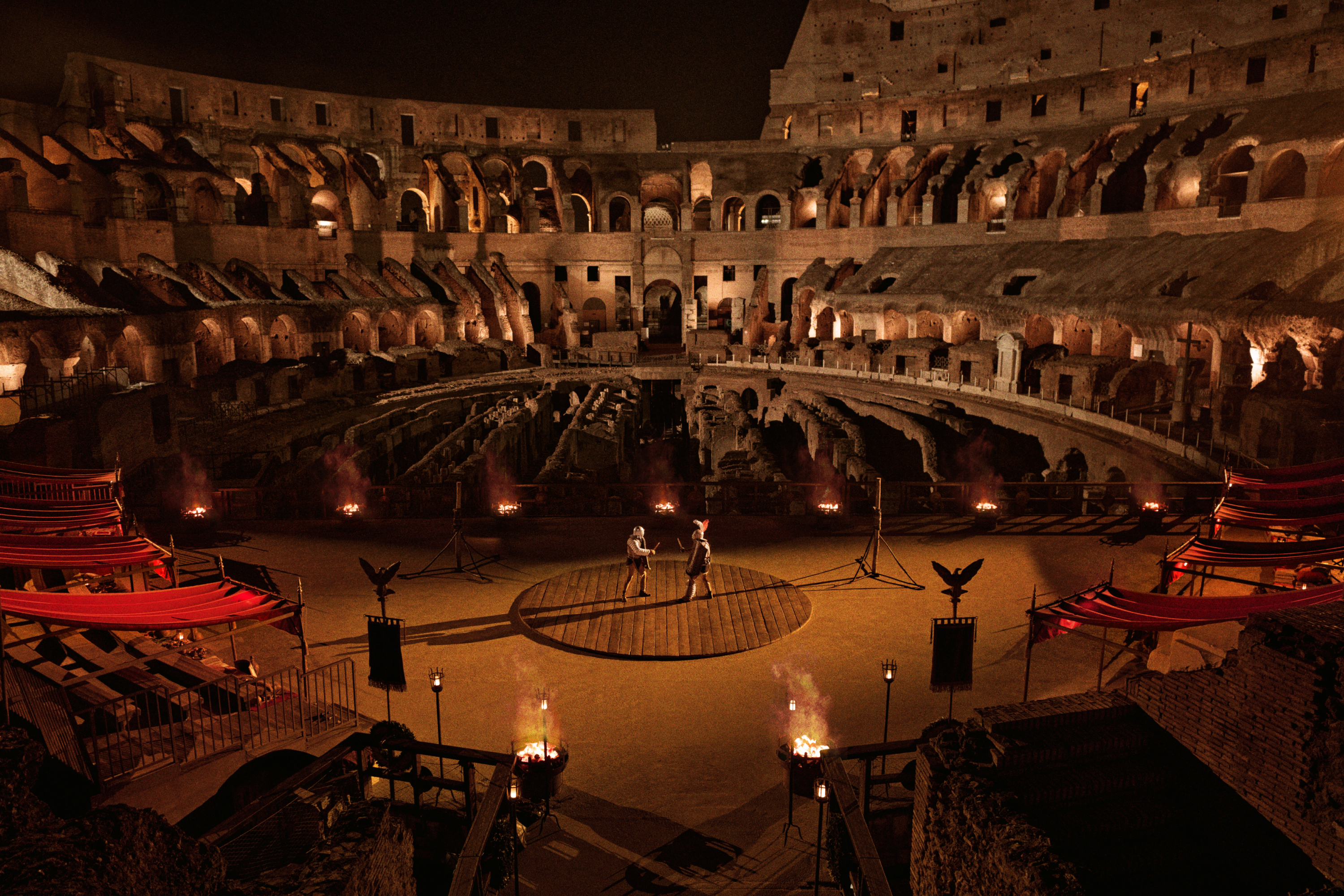 Gladiators standing in colosseum