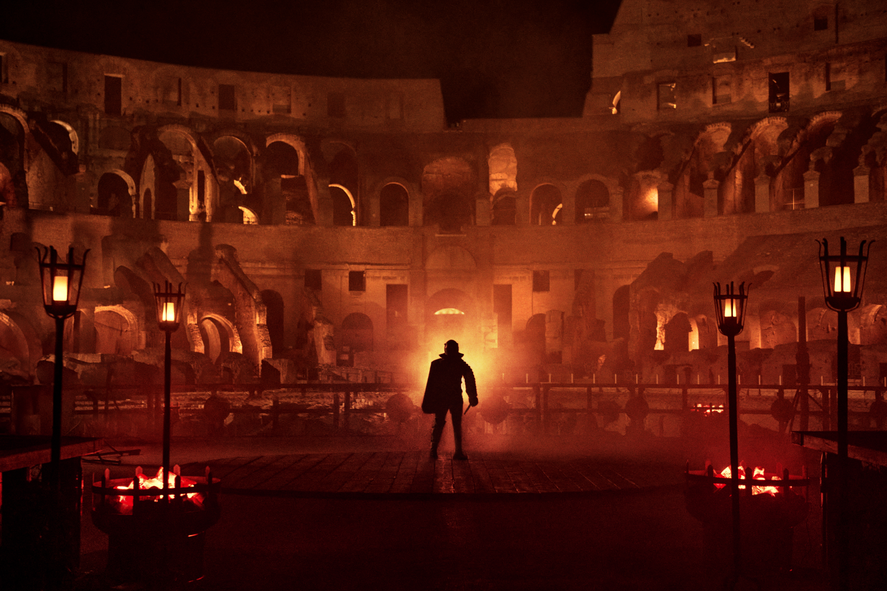 Gladiator in empty colosseum