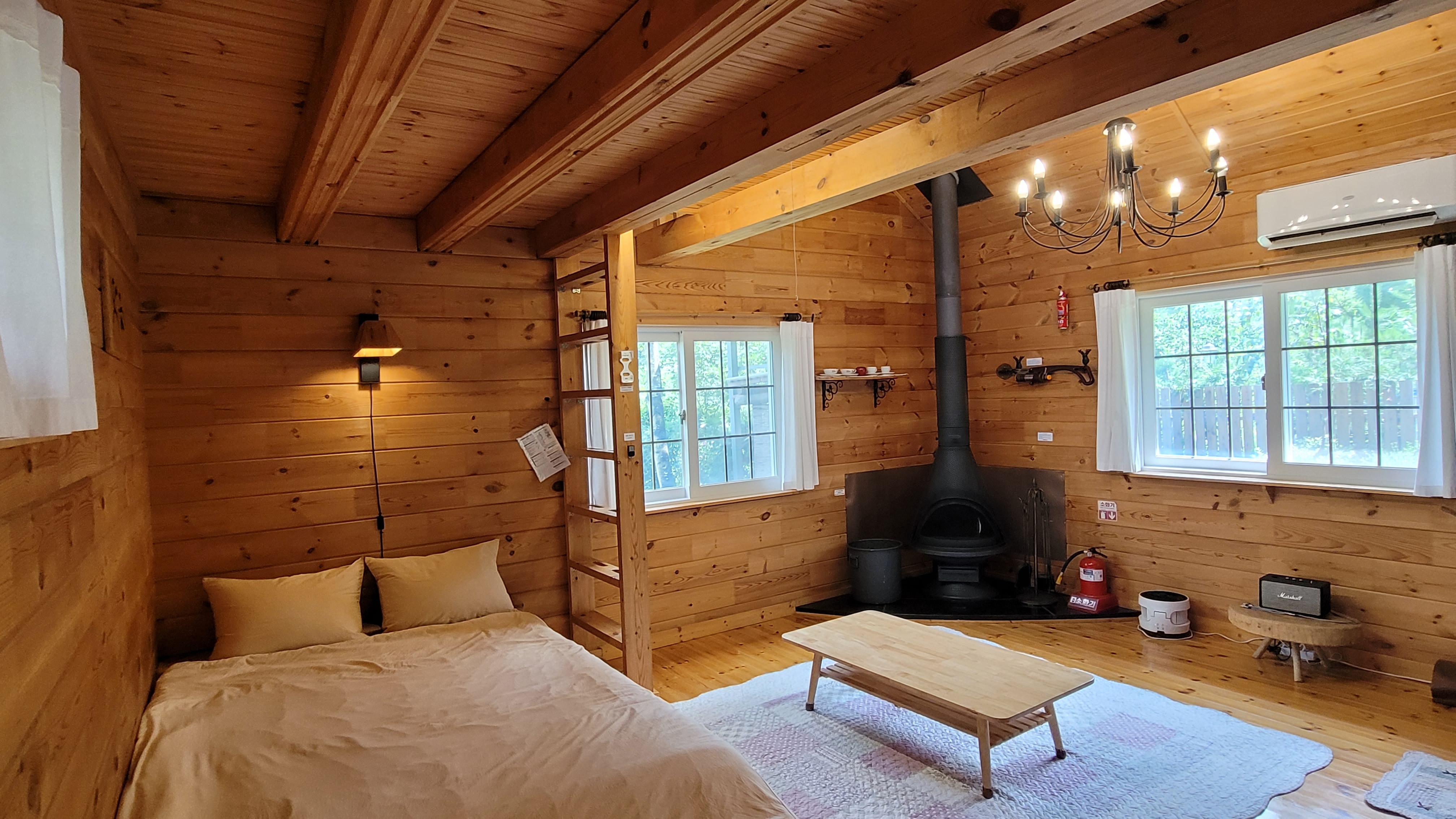 Interior cabin with wooden walls