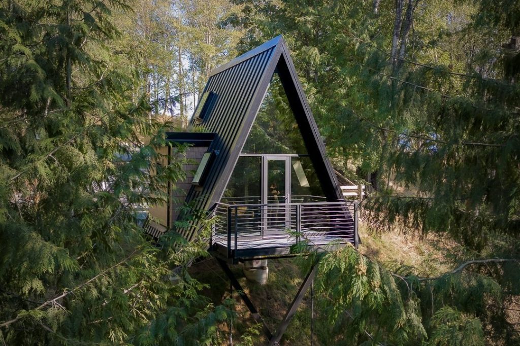 A-frame treehouse in a farm